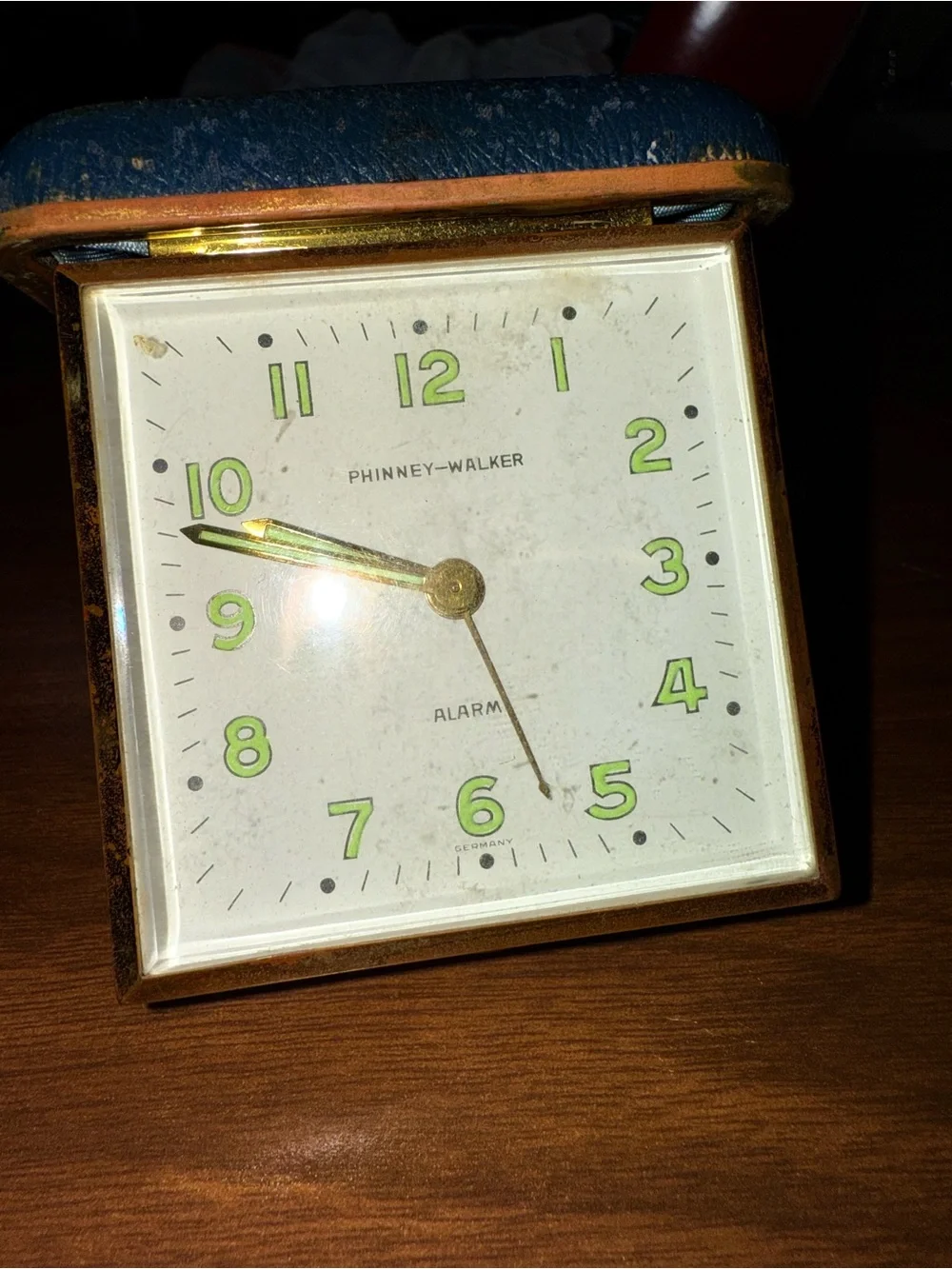 Vintage Blue Phinney-Walker Travel Alarm Clock